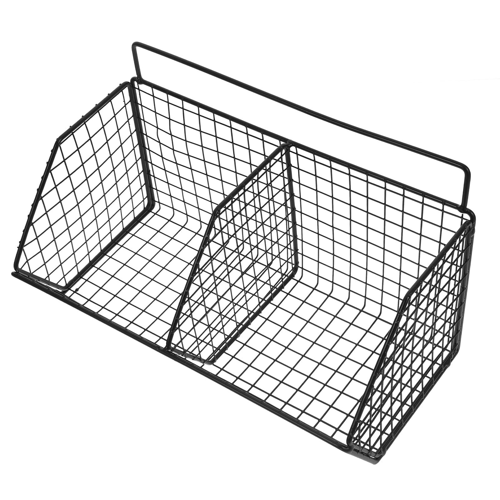 Cesta de pared para frutas y verduras en acero al carbono con compartimentos organizadores