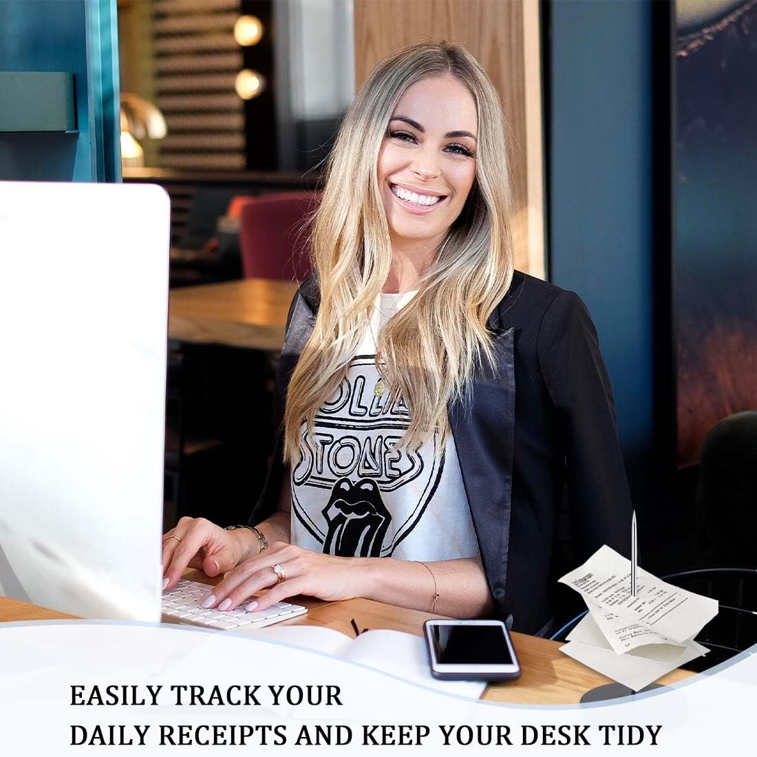 2 Porta Scontrini In Acciaio Inox - Base Rotonda, Spilli Per Ricevute, Per Ufficio, Bar, Ristoranti - Foto 8