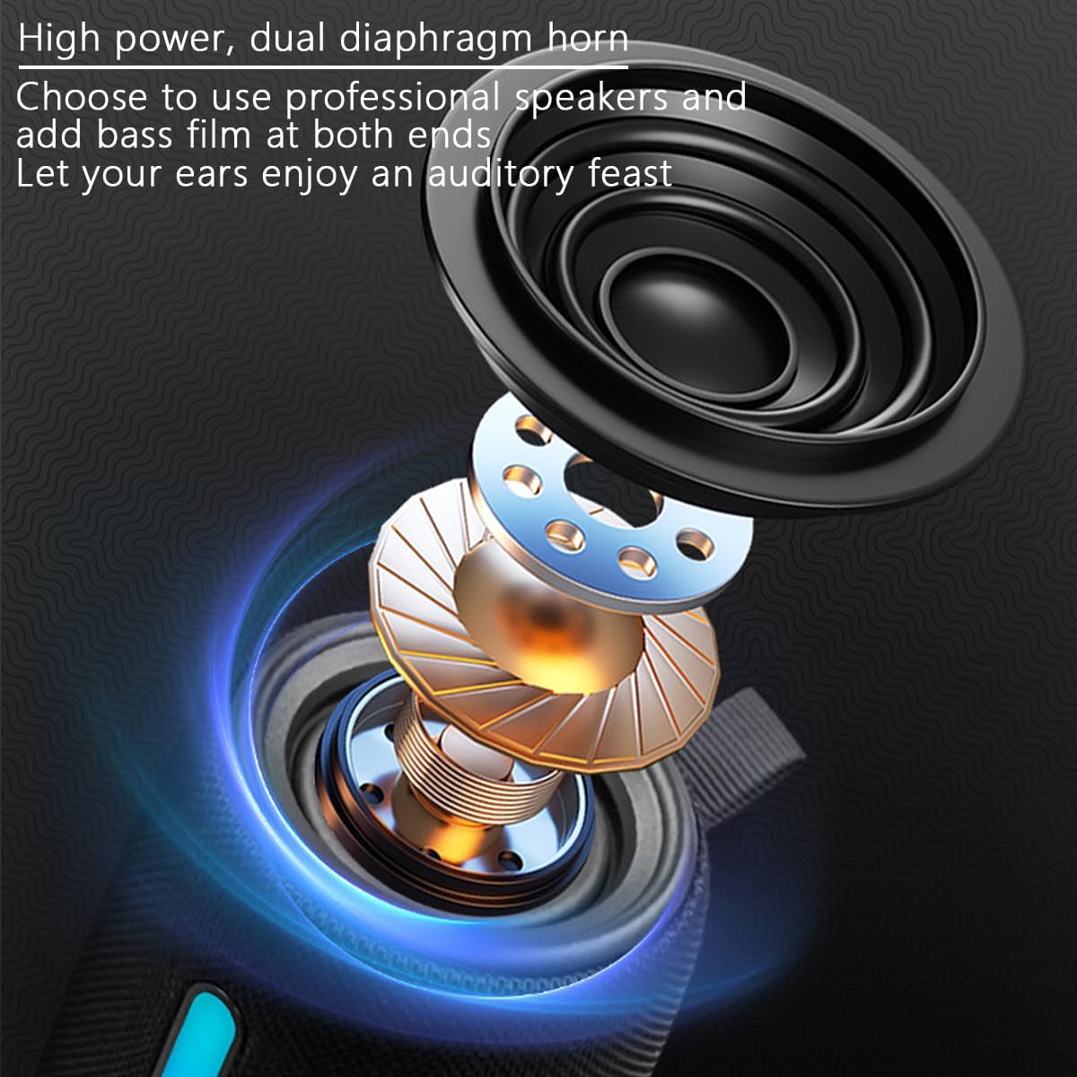 Wireless Portable Bluetooth Speaker: IPX6 Waterproof Outdoor Audio,fm Radio,USB/AUX/SD Card Play,LEDlights,TWS interconnected Stereo,Travel/Camping/Bike/Family/Party(Black) - Image 4