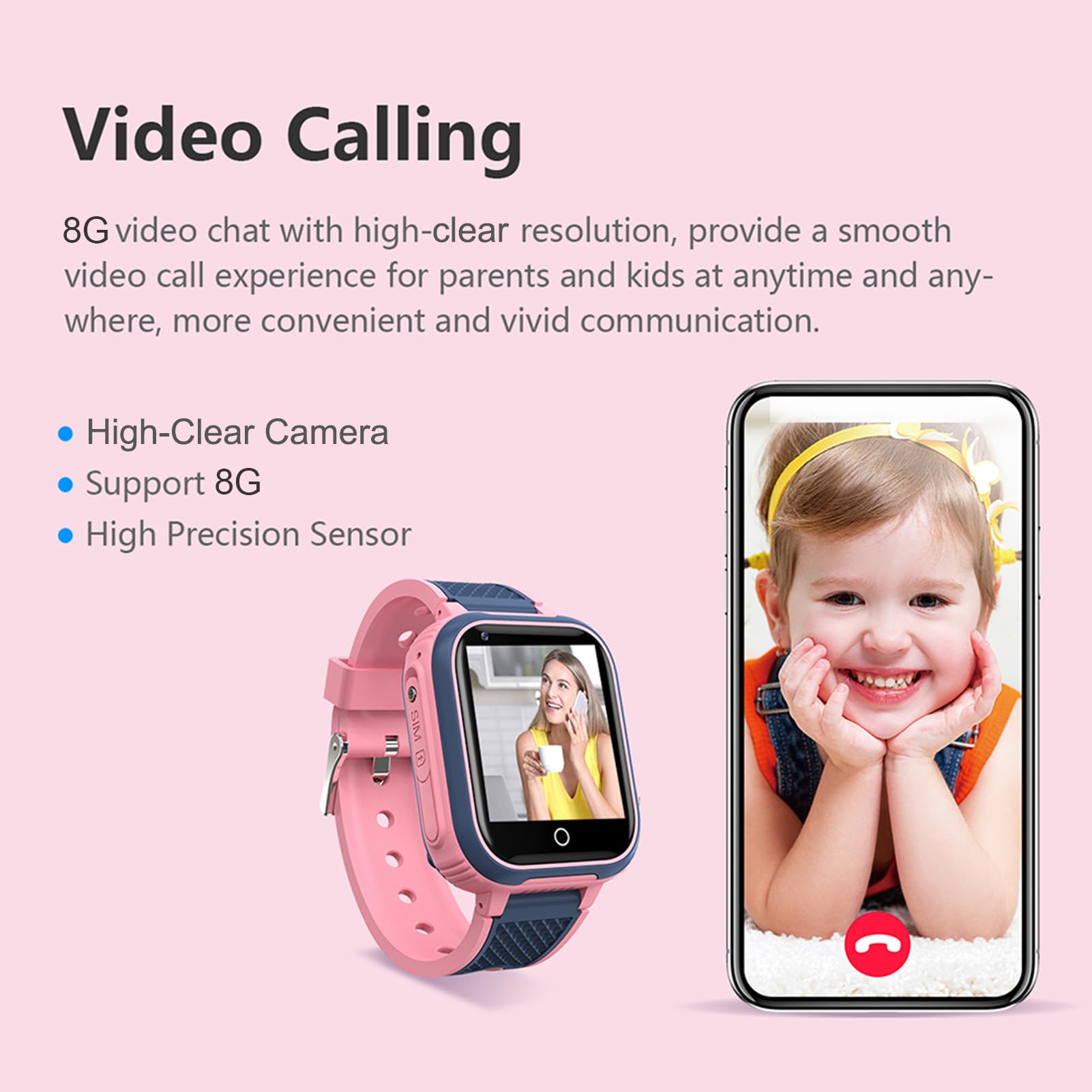 Domary LT21 4G Kids Inteligentne Oglądanie Połączenia Wideo Utchganie Alarmowa Kamera IP67 Wodoodporna Dzieci Smartwatch Blue (Różowy)