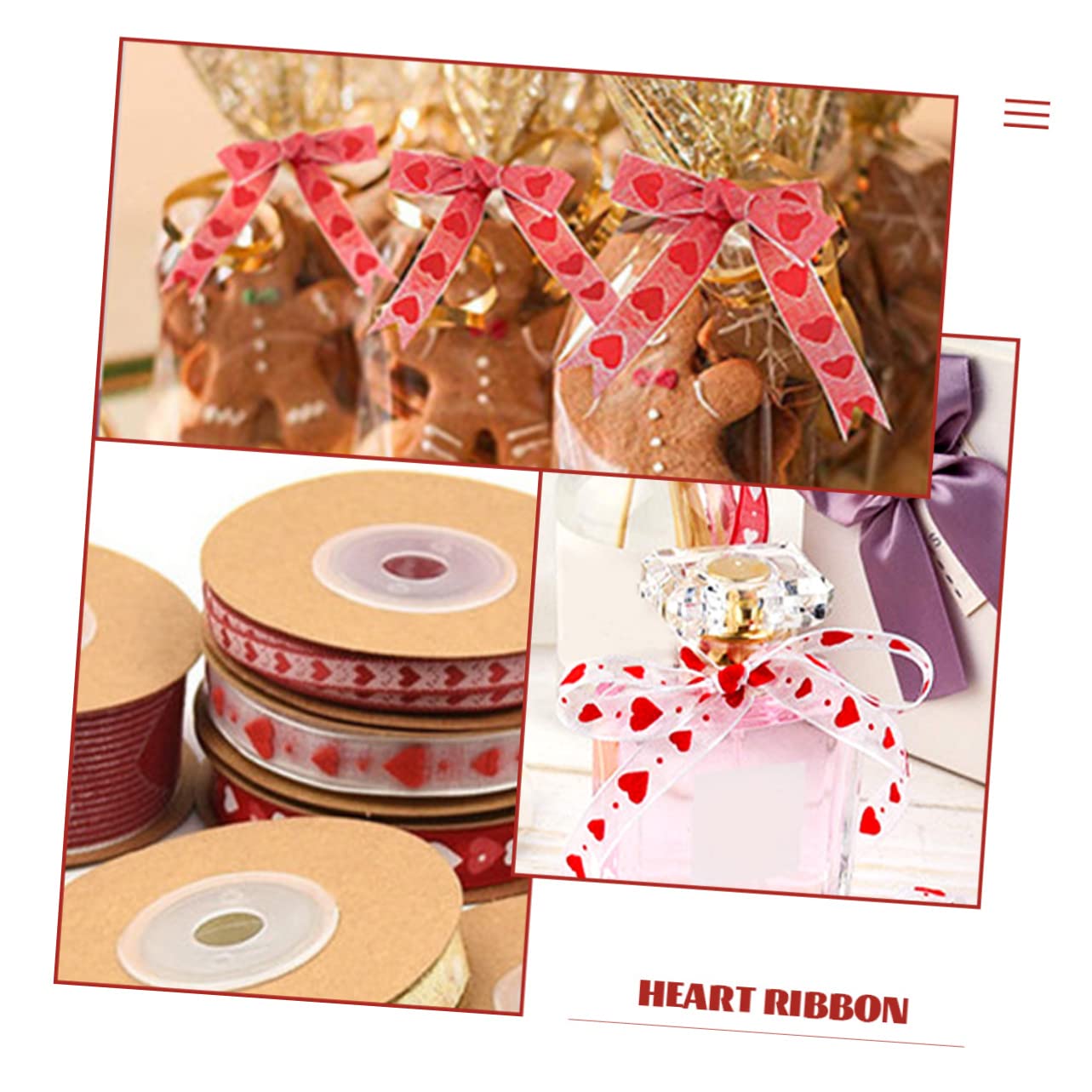 TEHAUX 12 Rollen Liebevolles Herzband Valentinstag Ripsband Hochzeit Liebesbänder Liebespaketband Liebesband Zum Basteln Gestaltetes Geschenkband Polyester Drucken Liebe Tasche Braut