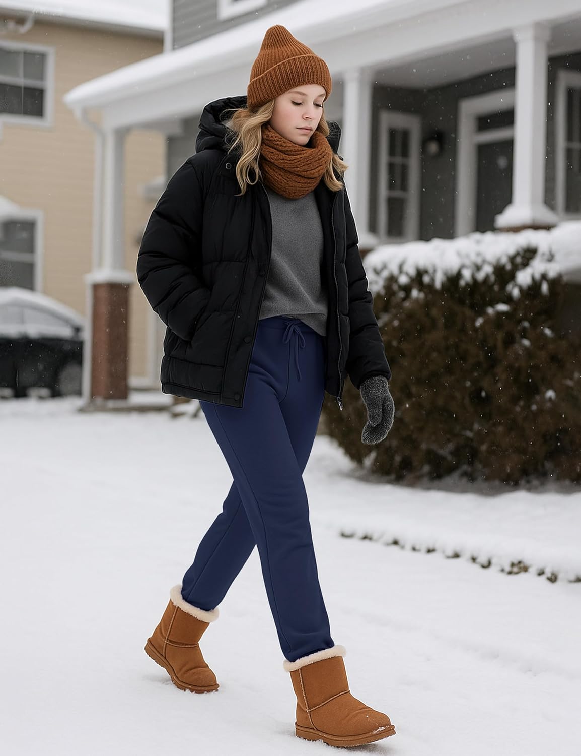 TACVASEN Women's Fleece Lined Sweatpants Winter Thermal Sherpa Pants with Pockets High Waisted Warm Cotton Lounge Casual - Image 6