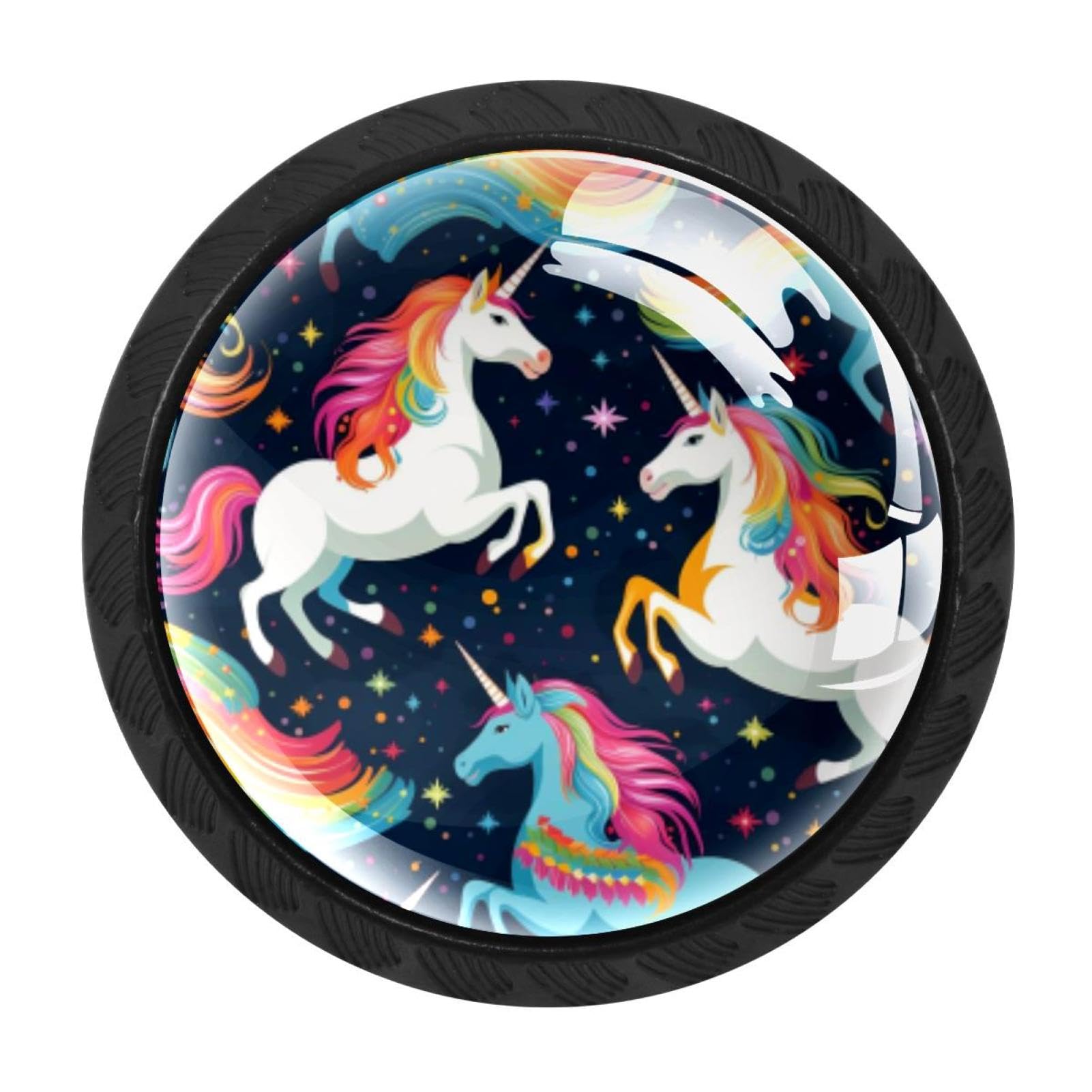 Chenzzzz Multicolored 16 4 Pcs Rainbow Unicorn Cabinet Knobs Crystal Drawer Pulls For Kitchen, Bathroom Cabinet, Dresser And Cupboard