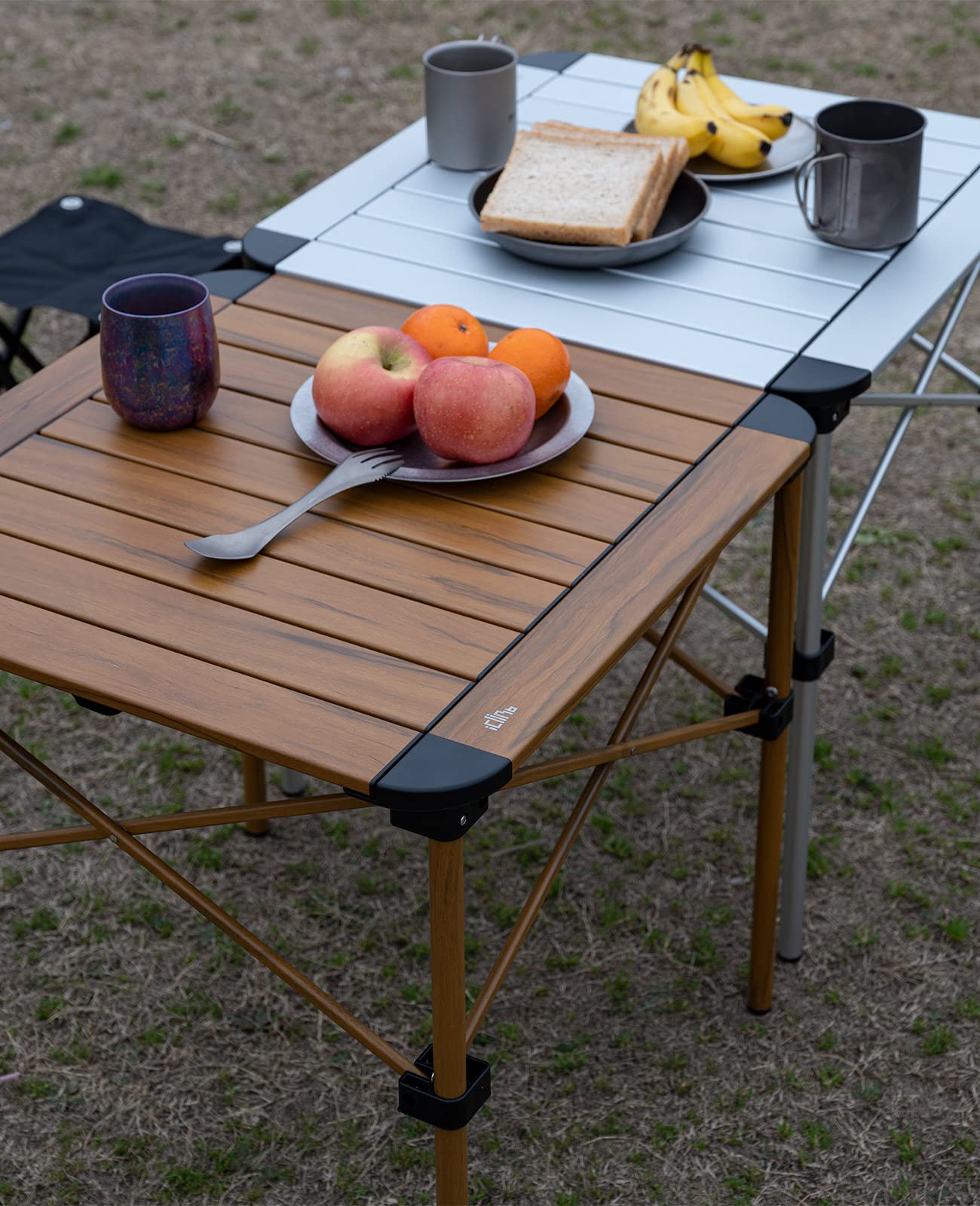 iClimb Mesa cuadrada plegable plegable de aluminio con bolsa de transporte para camping, pícnic, patio, barbacoa, campamento, cocina (natural, M)