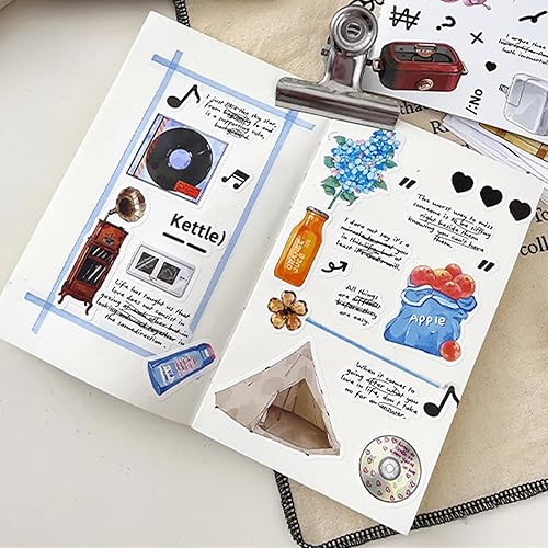 Miniatura 9 de Libro de calcomanías para diario, calcomanías Washi para álbumes de recortes, 20 hojas325 calcomanías de diario para adultos, adolescentes, niñas,