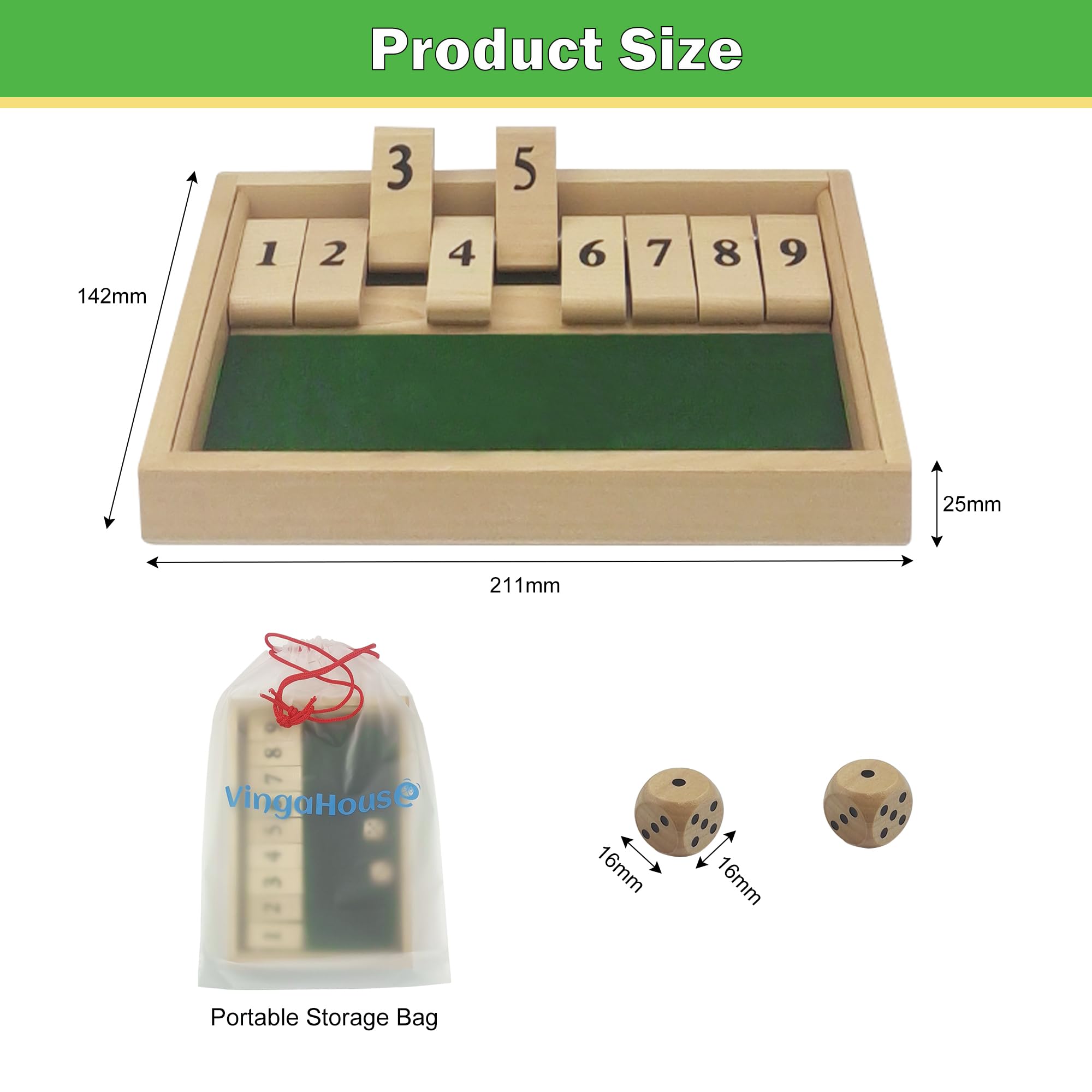 VingaHouse Shut the Box Game 2 Player - Image 4