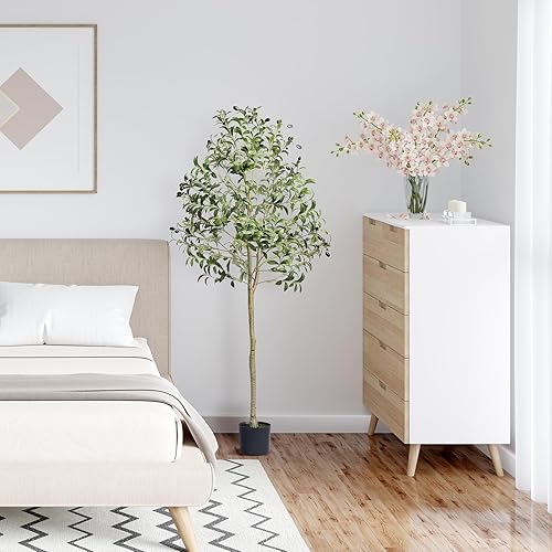 Miniatura 8 de VEVOR Árbol de olivo artificial, planta sintética de 5 pies de alto, material de polietileno seguro y protección de inclinación anti-punta, planta