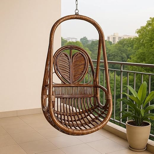 Heart Rattan Swing Chair - Single Seater - Brown