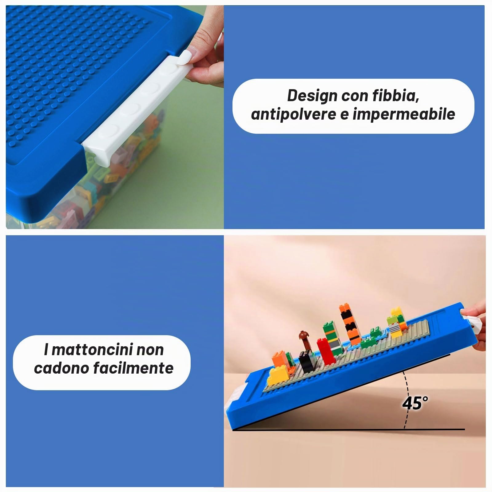 Greentainer Contenitori portaoggetti con coperchi per Lego Cube Scatola dei giocattoli per bambini Scatole di plastica impilabili Organizzatore con vassoio rimovibile Contenitori artigianali per