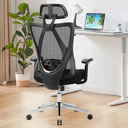 Sweetcrispy Silla ergonómica de escritorio de oficina para computadora, respaldo alto, cómodas sillas giratorias de malla para juegos en casa con
