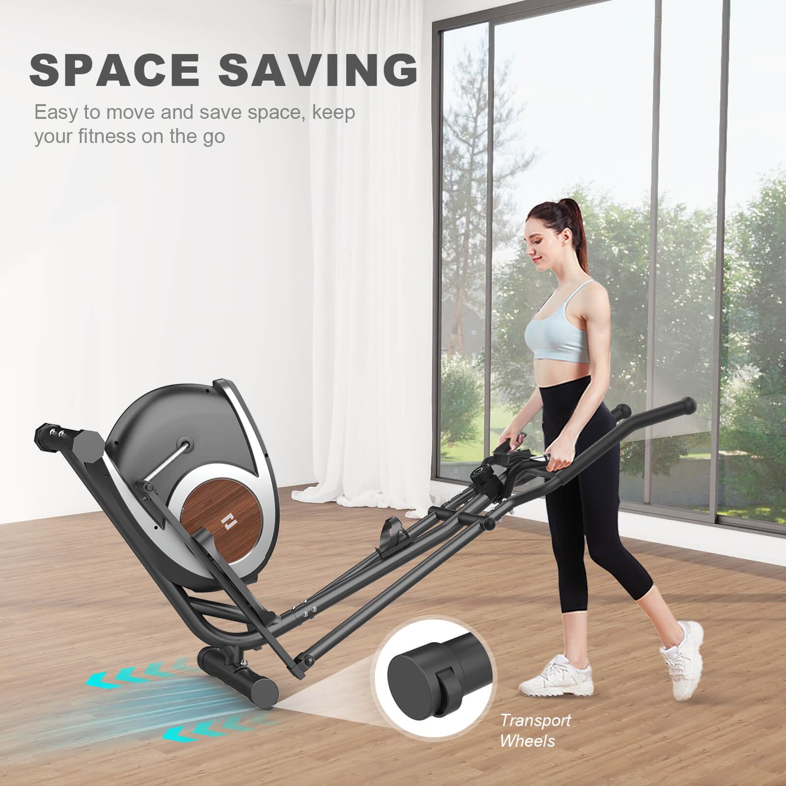 Neezee Vélo Elliptique avec Soutenir l'APP Bluetooth Fitness, 16 Niveaux de Résistance Réglables, Volant d'inertie 6 KG, Écran LCD, Velo Elliptique Ultra Silencieux pour La Maison