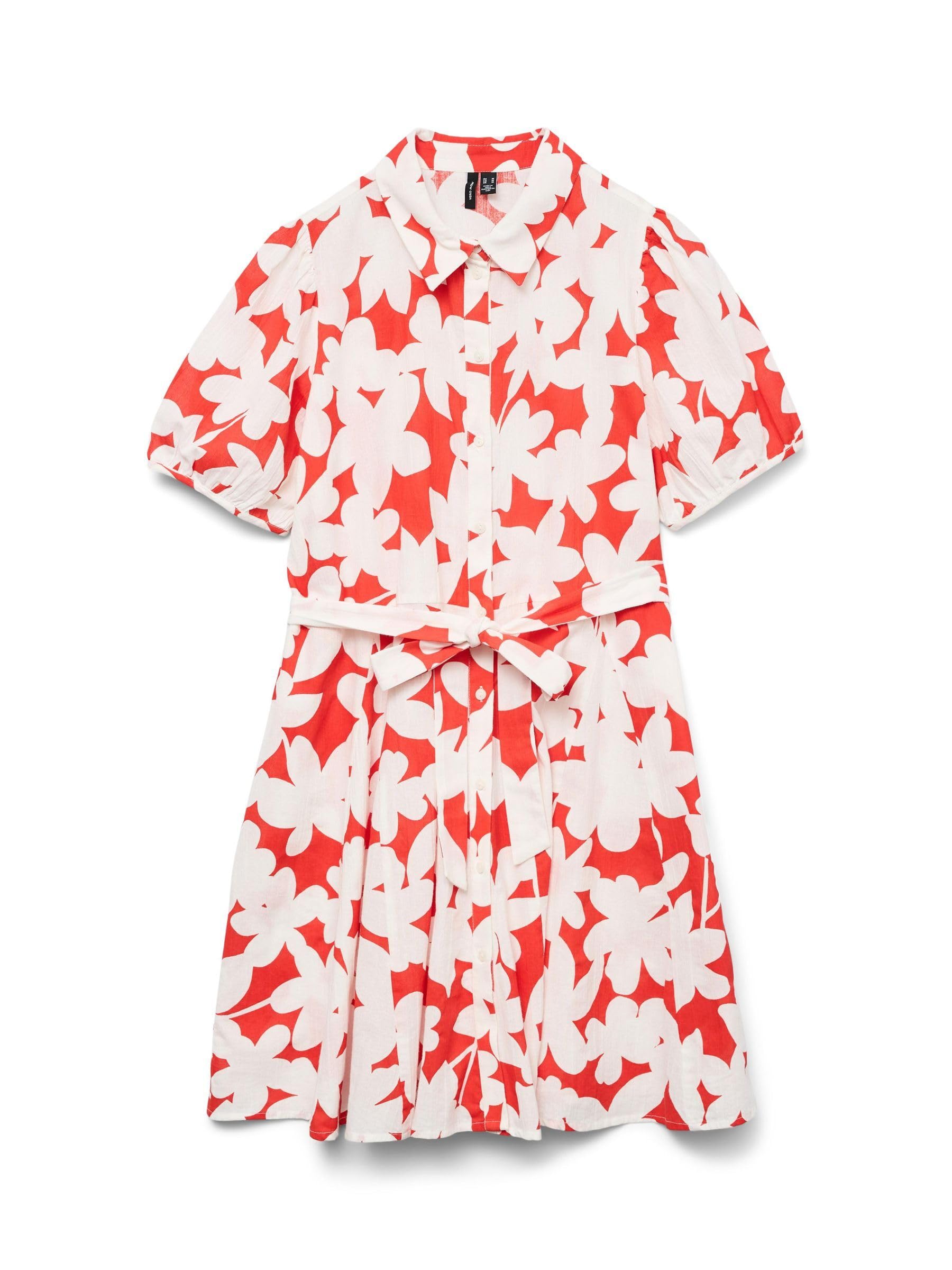 VERO MODA Vmdicthe 2/4 Short Volume Dress WVN Ga, Fiery Red, L