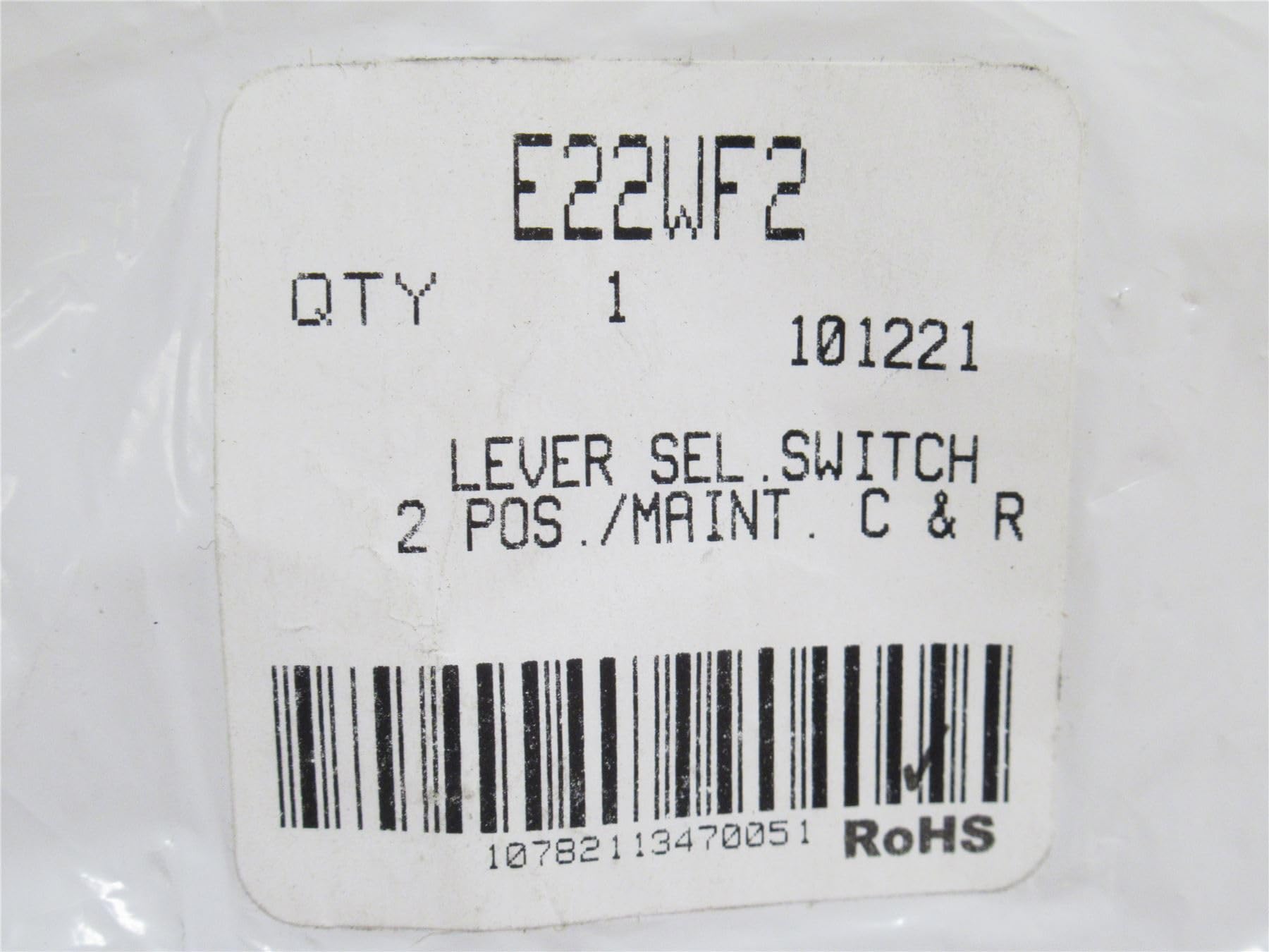 Eaton E22WF2; Illuminated Selector Switch; Red; 2-Position