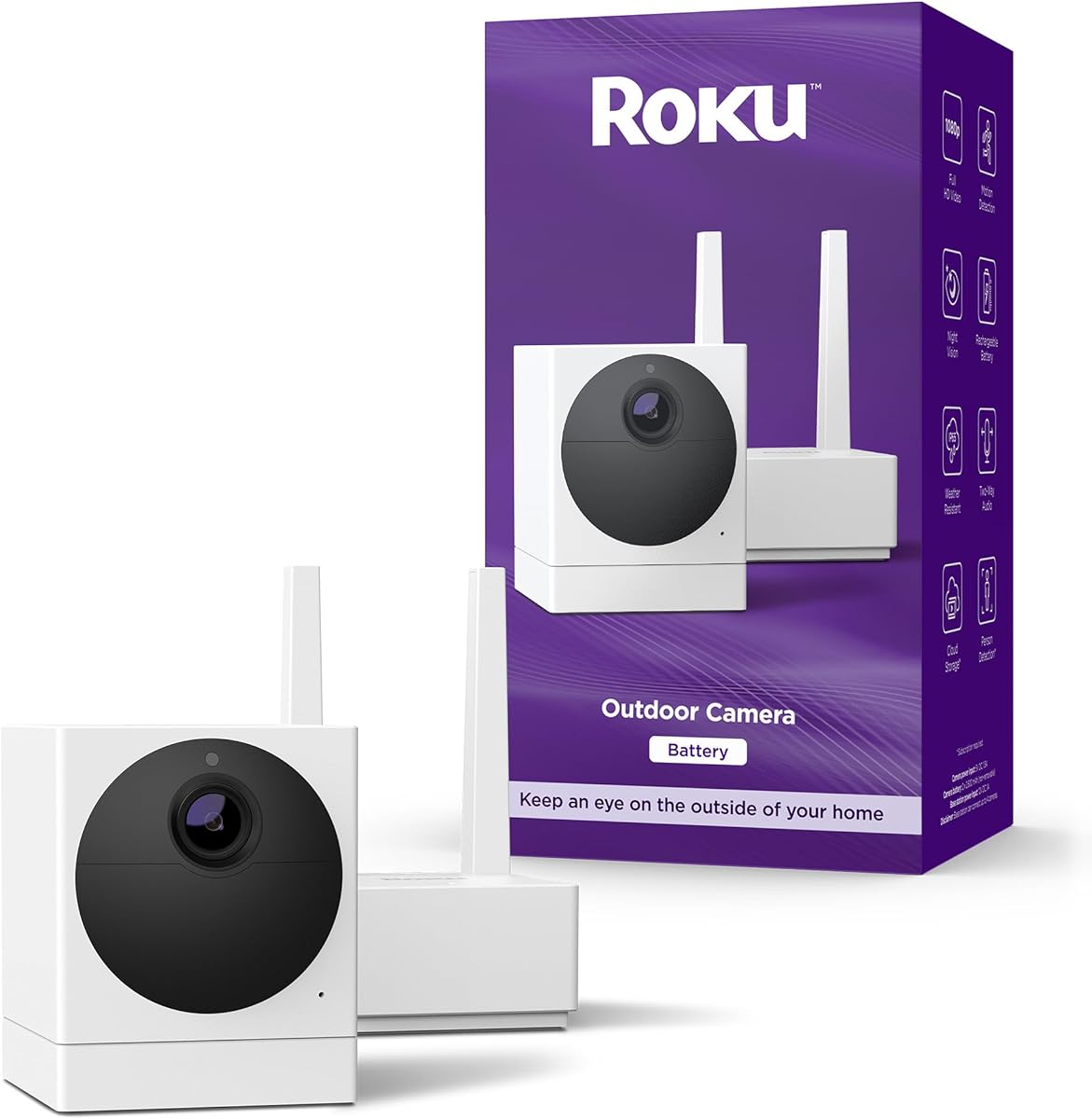 Amazon.com : Roku Outdoor Camera for Home Security - IP65 Weather Resistance Wireless Security Camera with 1080p HD Night Vision, Works with Alexa & Google, Motion Detection - 90-Day Subscription Included, White : Electronics