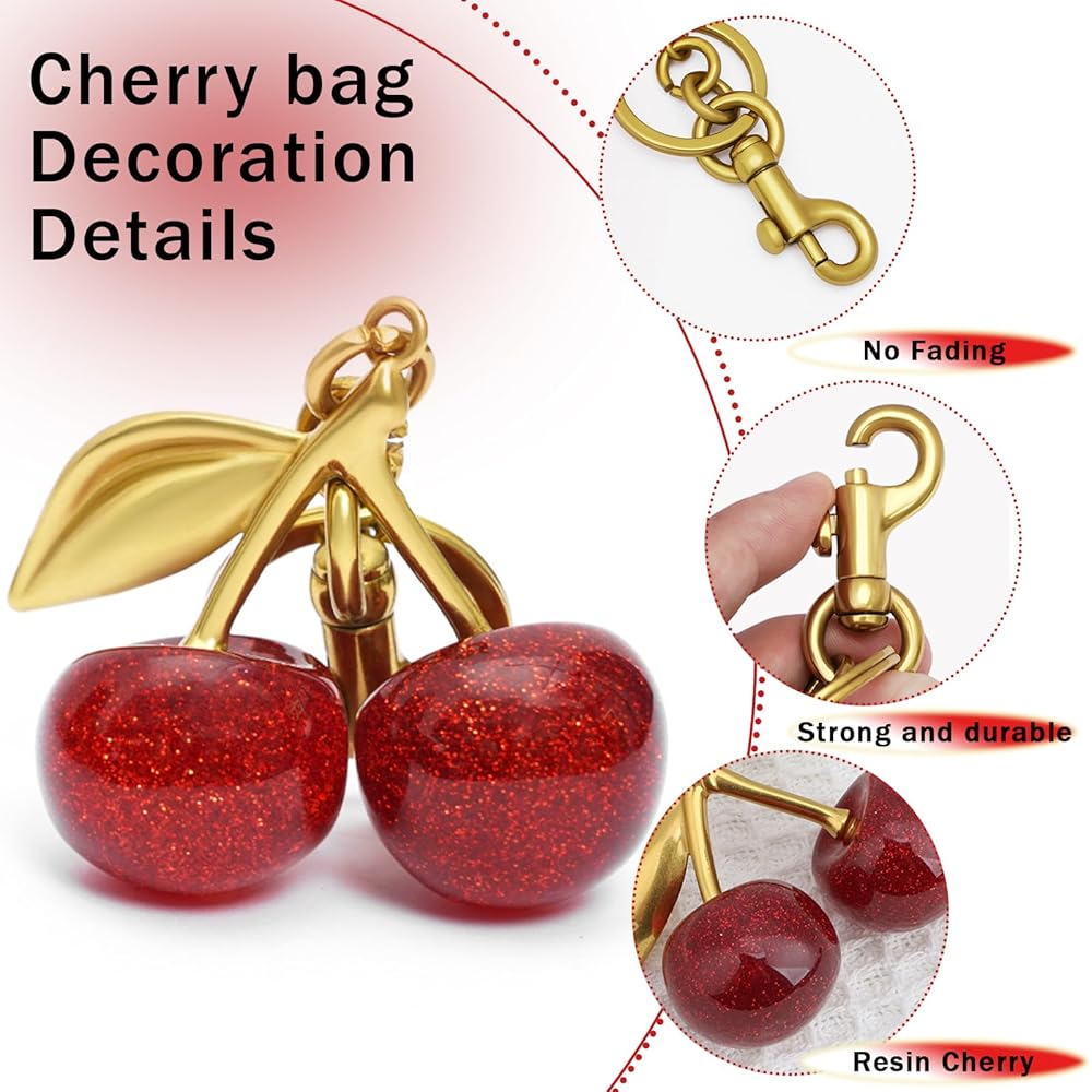 　Cherry　さくらんぼ　Cherries Bag Charm Cute Cherry Bag Charms Keychain Cherry Purse Charm For