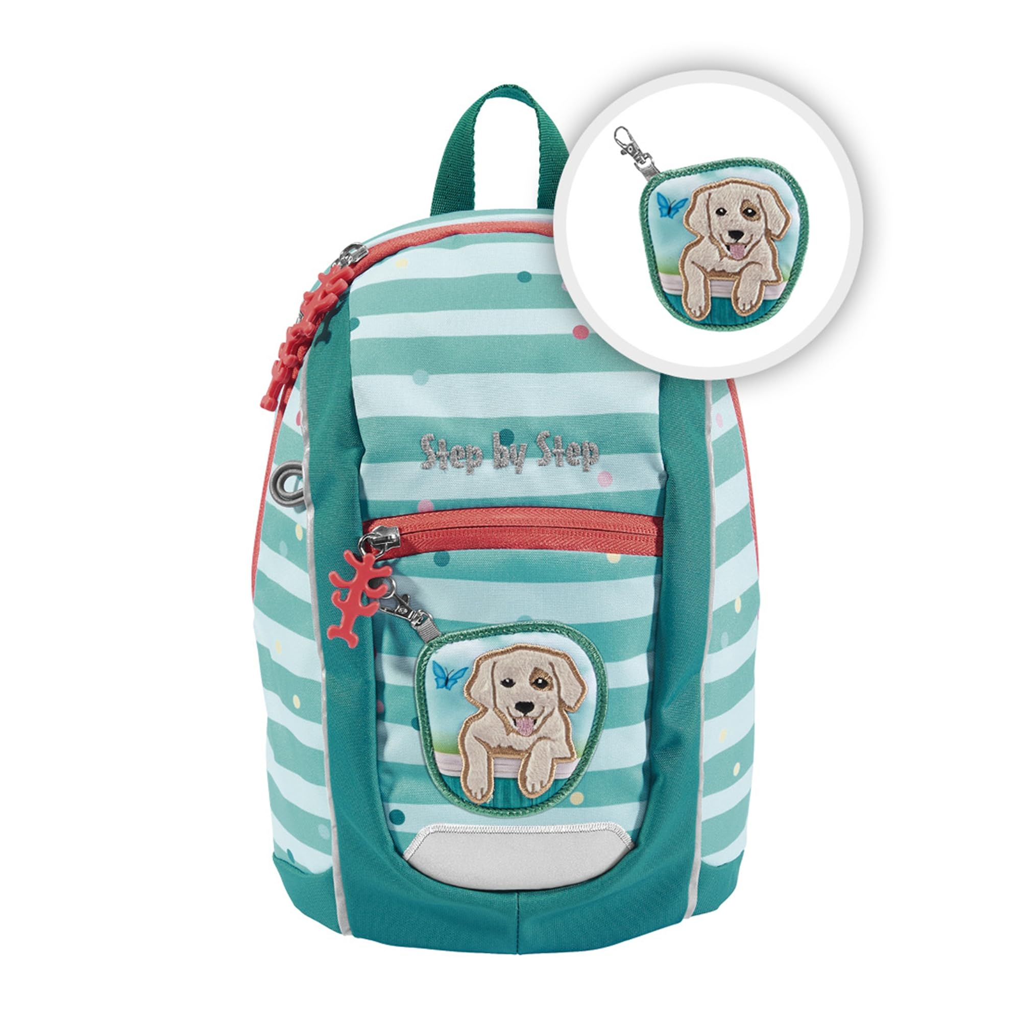Step by Step KIGA MINI - Mochila ergonómica con correa de pecho ajustable en altura para los más pequeños, para guardería, guardería y Kita a partir de 12 m + , niños pequeños, 6 l, Dog Lucky, Talla