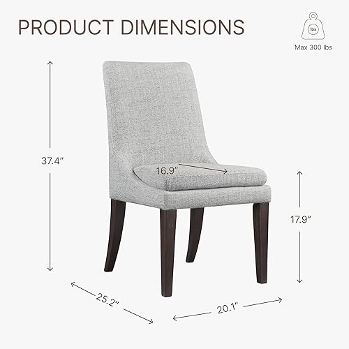 Vista 2 de Sillas de comedor tapizadas modernas con respaldo alto, sin brazos, de rendimiento en tela para comedor y cocina, color gris claro, juego de 4