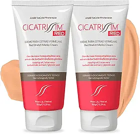 Cicatrissim Red Creme Para Estrias Vermelhas, Roxas e Recentes - Kit 2 Unidades - Suaviza Estrias, Uniformiza e Firma a Pele - Todos os Tipos de Pele - 150g Cada