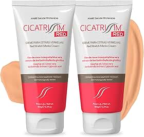 Cicatrissim Red Creme Para Estrias Vermelhas, Roxas e Recentes - Kit 2 Unidades - Suaviza Estrias, Uniformiza e Firma a Pele - Todos os Tipos de Pele - 150g Cada