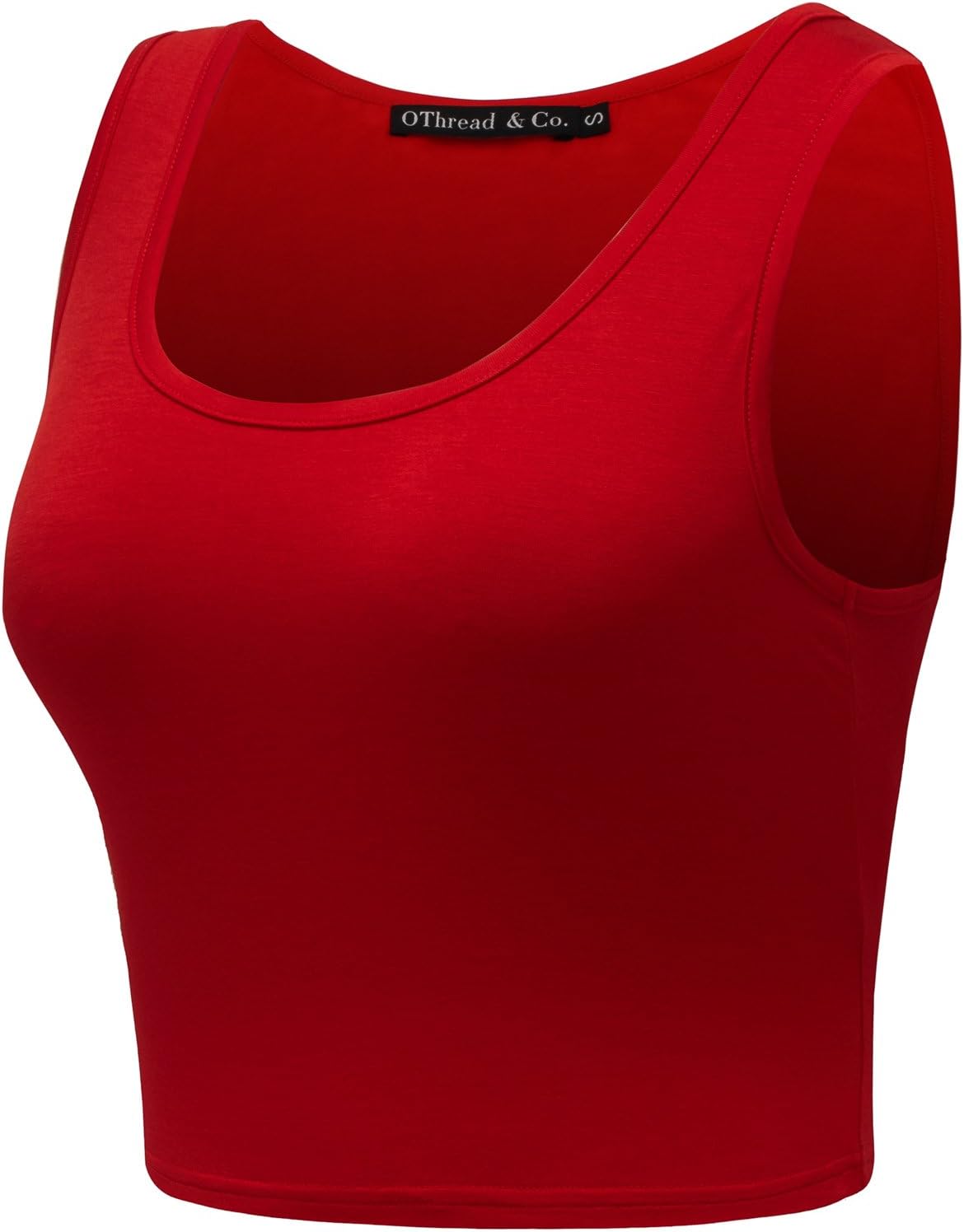 OThread & Co. Women's Basic Crop Tops Stretchy Casual Scoop Neck Sleeveless Crop Tank Top - Image 2