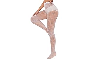 Alluring White Floral Illusion Tights