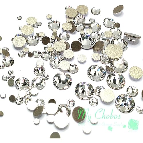 Crystal-Wholesale Austrian Clear CRYSTAL (001) 2058/2088 Crystal Flatbacks Rhinestones Nail Art Mixed With Sizes Ss5, Ss7, Ss9, Ss12, Ss16, Ss20, Ss30, 144 Piece Made in Austria