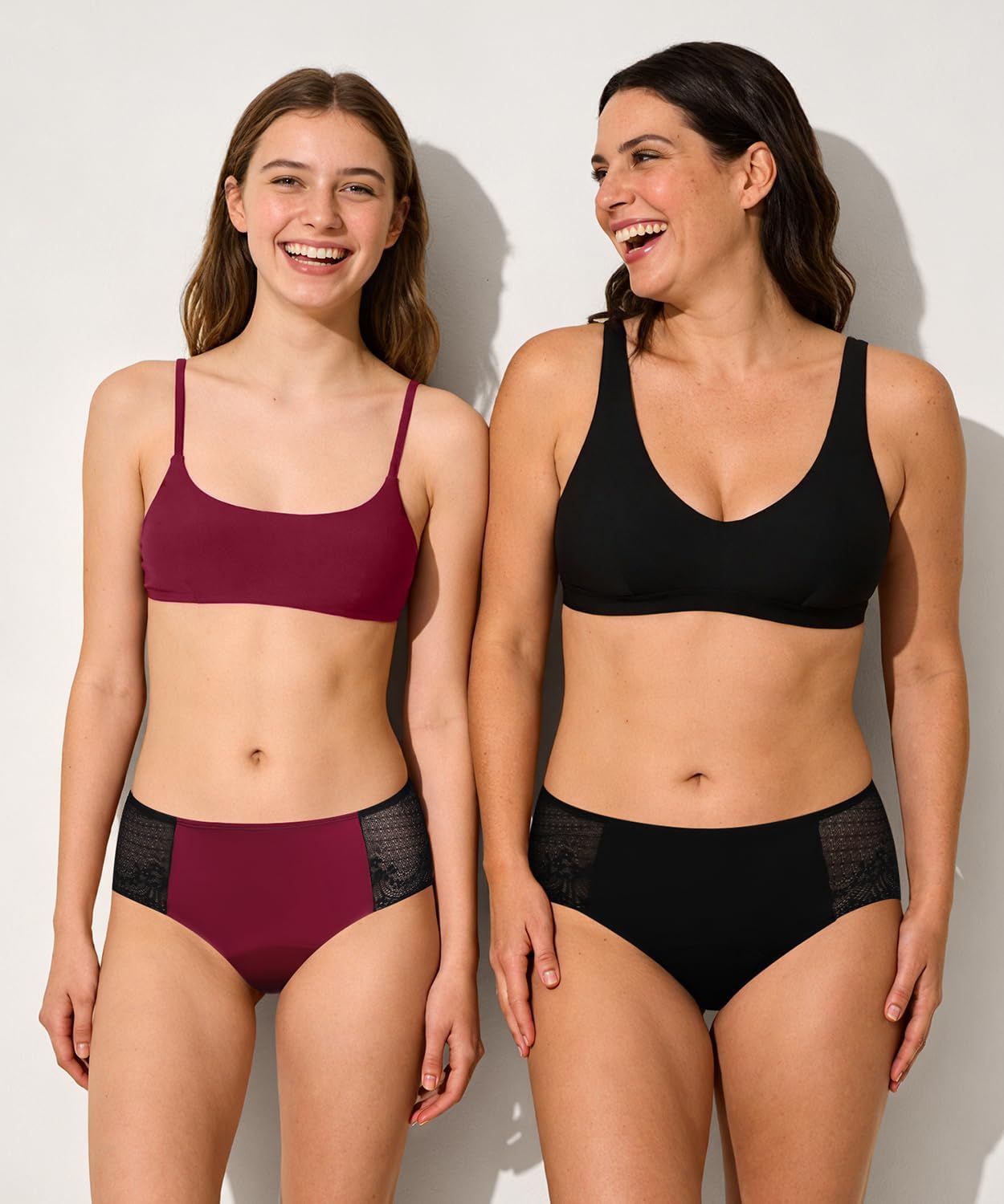 Carer Period Underwear for Women, Seamless Lace Menstrual Protective Panties, Leakproof Briefs, 50ml Absorbency Incontinence Underwear,Light to Moderate Flow, 2-Pack,Burgundy,XL image 3