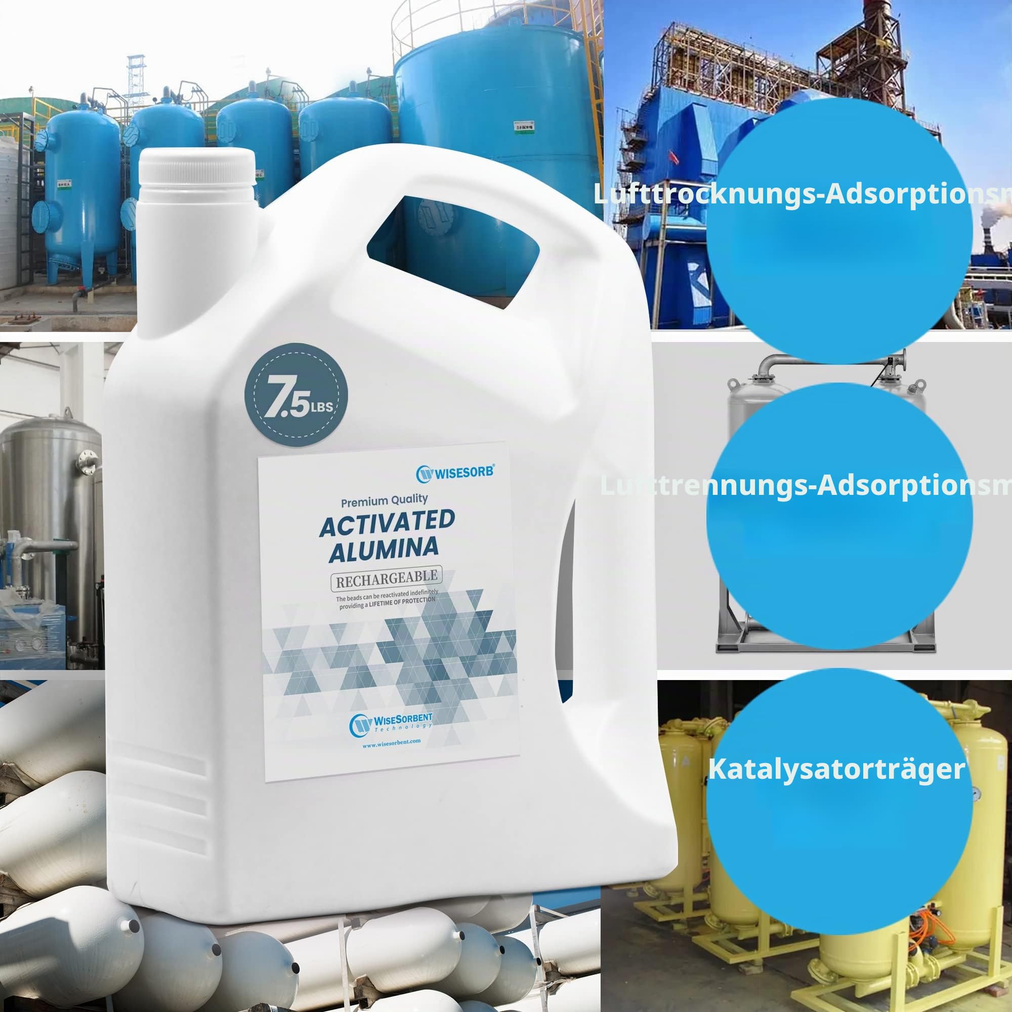 Wisesorb 3,4 kg aktivierte Aluminiumoxid, Aluminiumoxid-Trockenmittel, wiederverwendbarer Trockenmittel-Luftentfeuchter