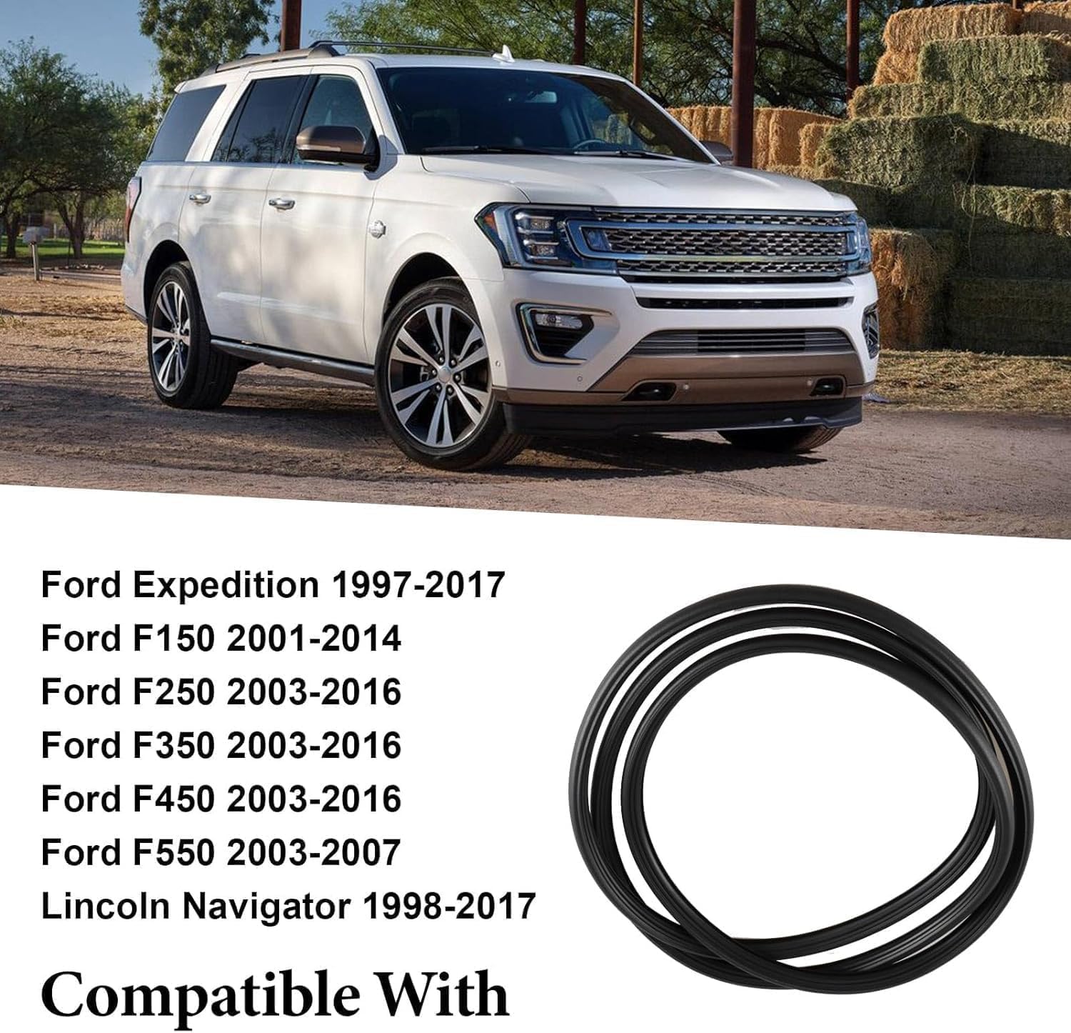Sunroof Glass Seal,Weatherstrip Seal,Roof Panel Opening Seal Compatible with Ford Expedition 97-17/F150 01-14/F250 F350 F450 03-16/F550 03-07/ Lincoln Navigator 98-17,Replace#:5L1Z7-851884-AA