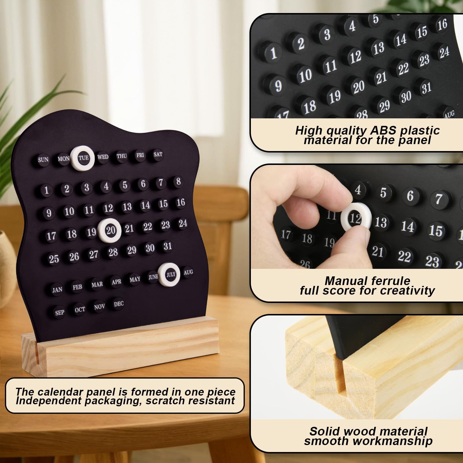 Free Download PATIKIL Insert Perpetual Calendar, Desktop Plastic Calendar Stand Month Week Date Display For Desk Shop Office Home Decoration, Black Calendrier De Table 2026 En Français - View #6