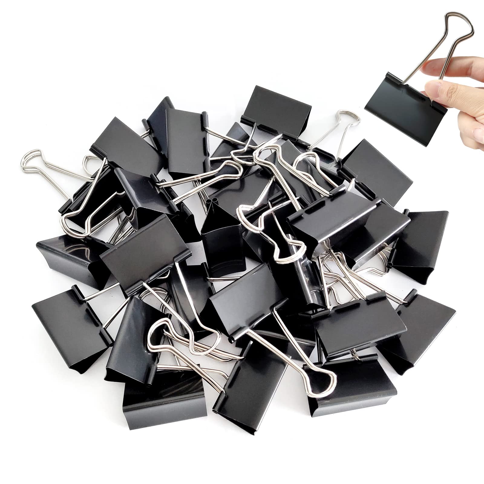DSTELIN Lot de 32 pinces à papier extra larges de 6,1 cm pour fournitures de bureau, capacité de 3,2 cm, noir