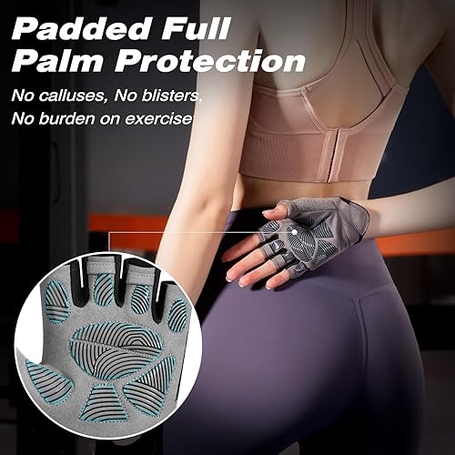 Miniatura 7 de Guantes de entrenamiento para mujeres y hombres, guantes ligeros de levantamiento de peso, transpirables, sin dedos, guantes de gimnasio, ejercicio,