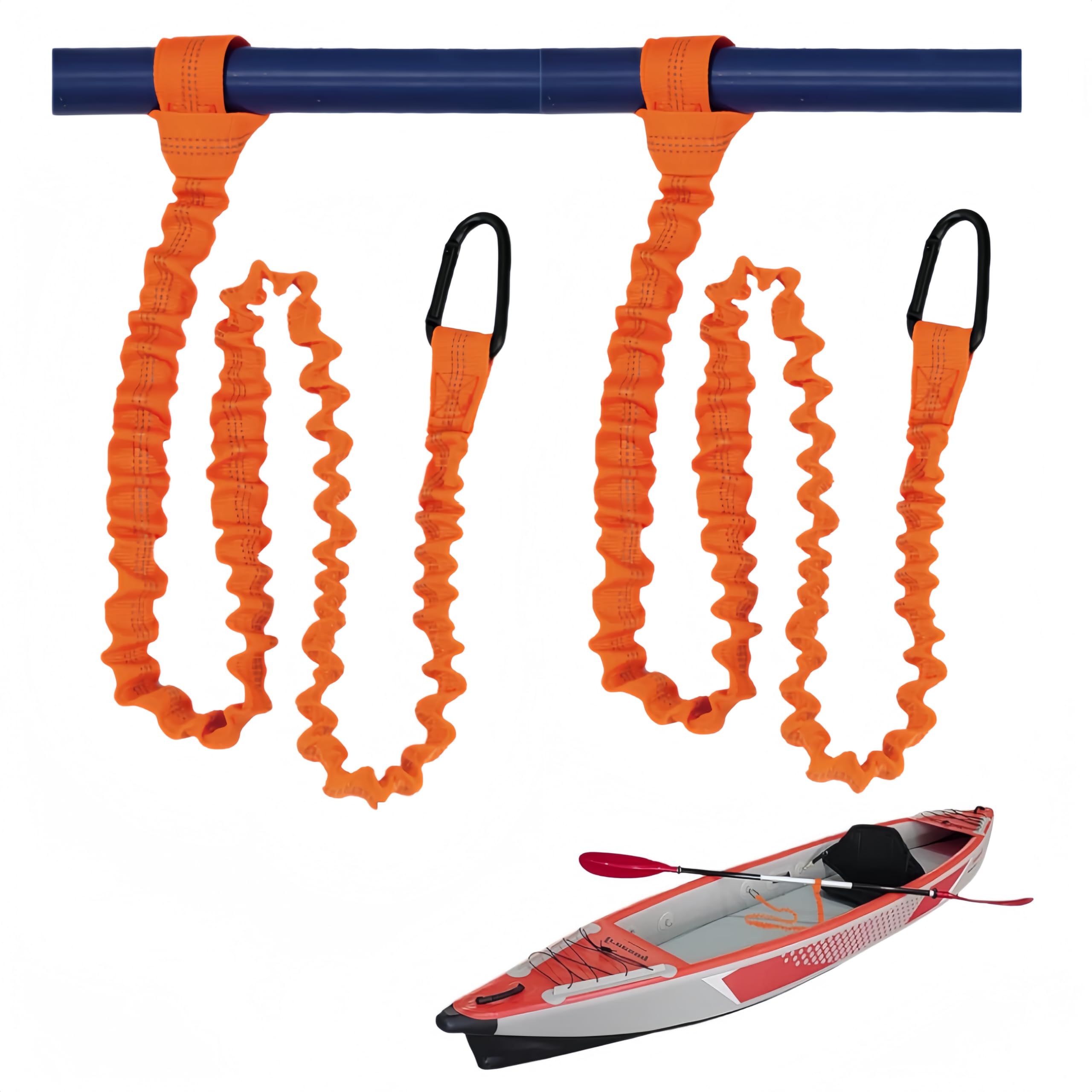 2 Pezzi Guinzaglio per pagaia per Kayak, Guinzaglio per pagaia, Kayak Paddle Leash, 1.5m Estensibile Kayak Paddle Leash con Moschettone per Canoa, Barca,Kayak(Arancione)