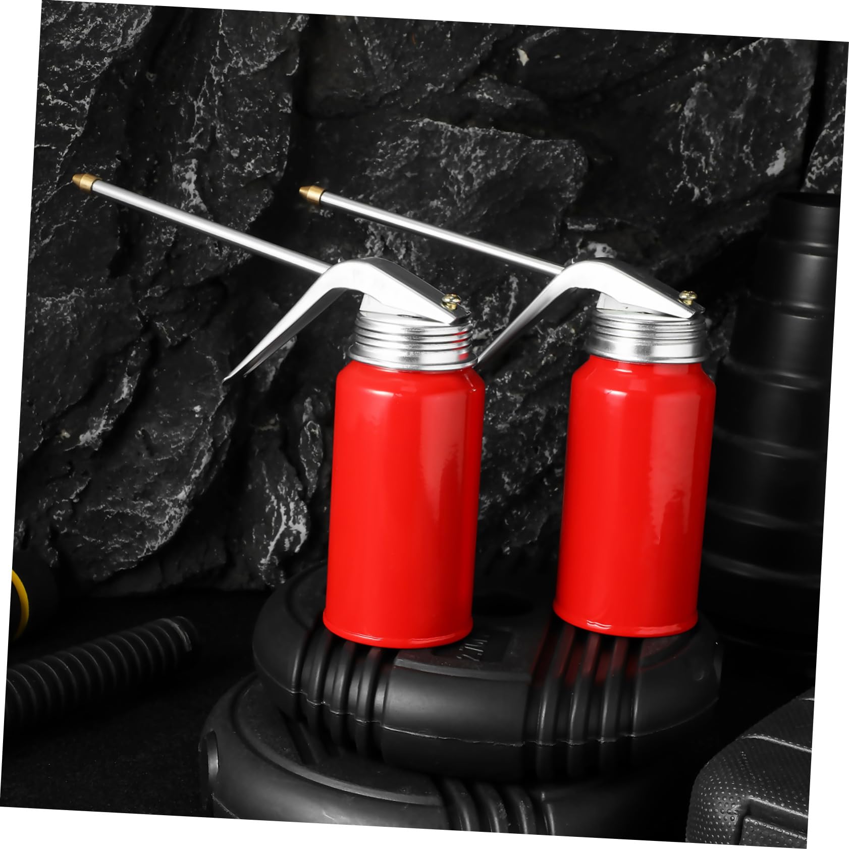 2 Stück Hochdruck pumpe Ölkanne Metall Schmierölspender mit Handpumpe für Auto Werkstatt Präzises Ölen Kompakt Tragbar Robust Langlebig