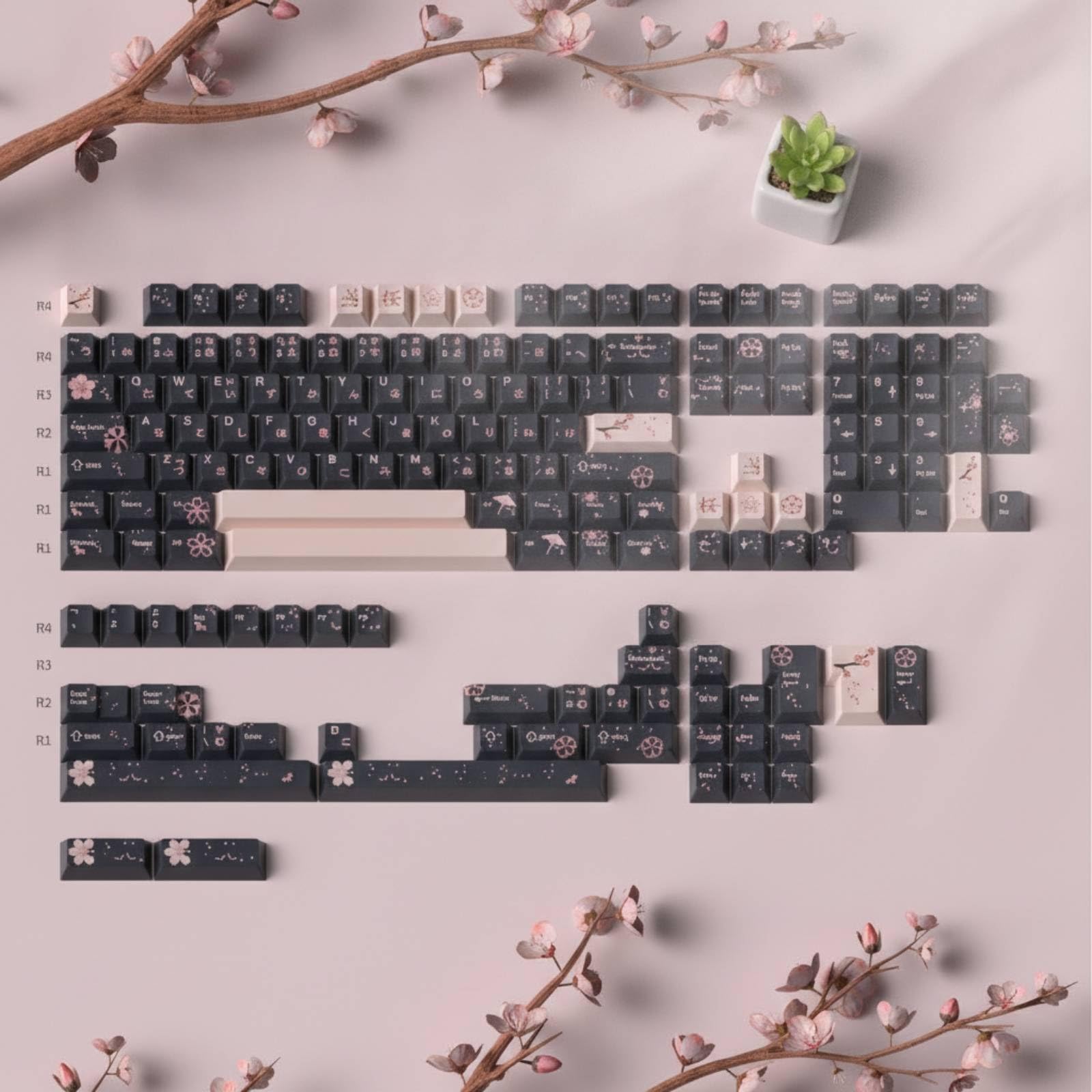 Set di Keycaps Giapponesi Keycaps in PBT Ergonomici Tasti per Giocatore