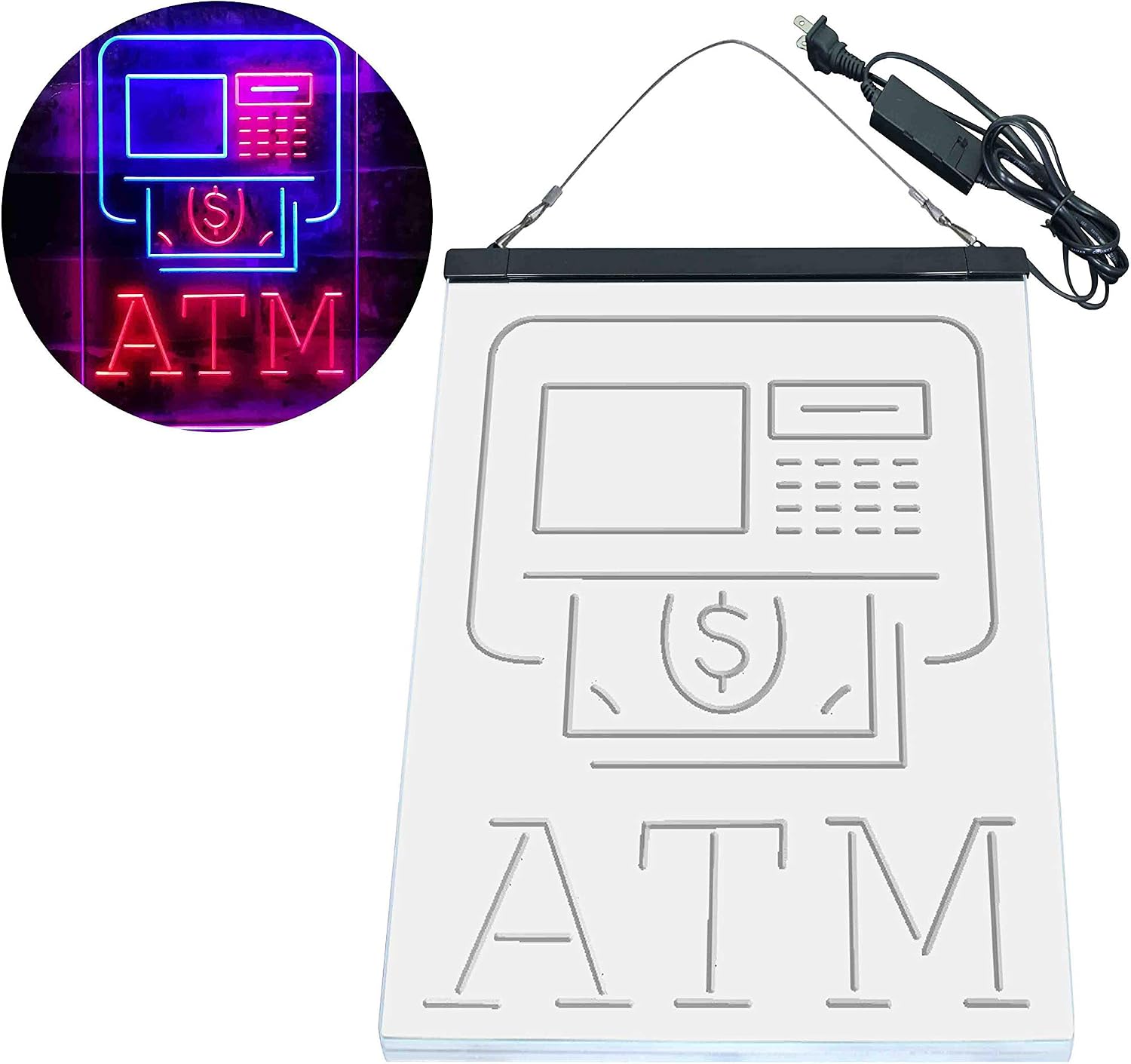 ADVPRO ATM Machine Money Withdraw Inside Dual Color LED Neon Sign Blue & Red 16 x 24 Inches st6s46-i3956-br