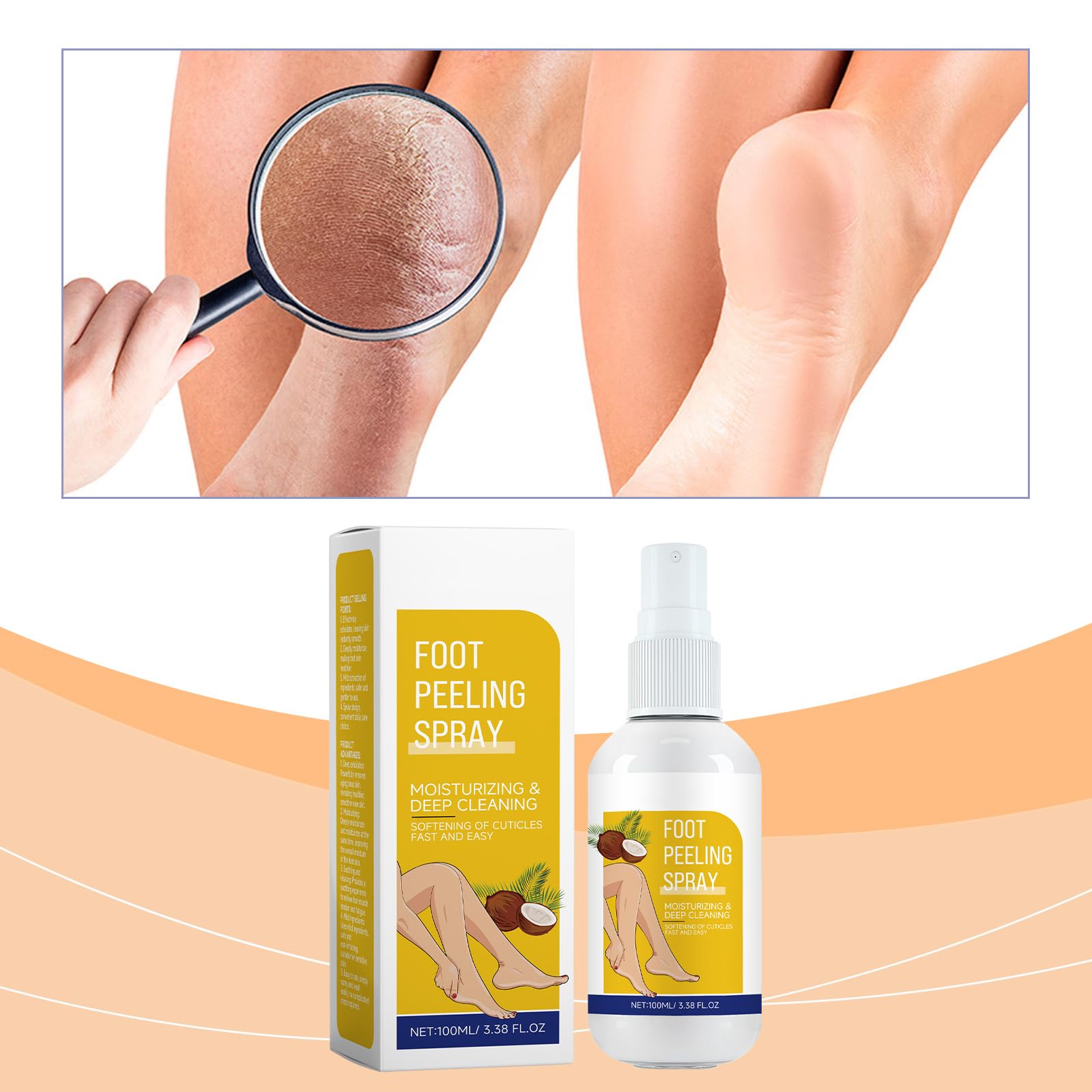 Spray Peeling per Calli e Idratante Nutriente Peel Off - Esfoliante Istantaneo per Piedi