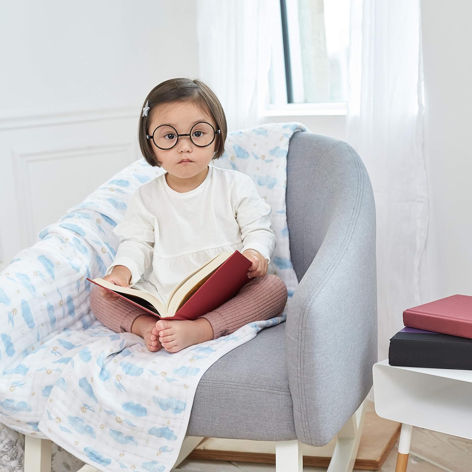 aden + anais - Couverture Bébé 100% Coton - Harry Potter - Couverture pour Nouveau-Né en Mousseline de Coton Douce - Qualité Premium - pour Fille et Garçon dès la Naissance - Multicolore, 120x120 cm