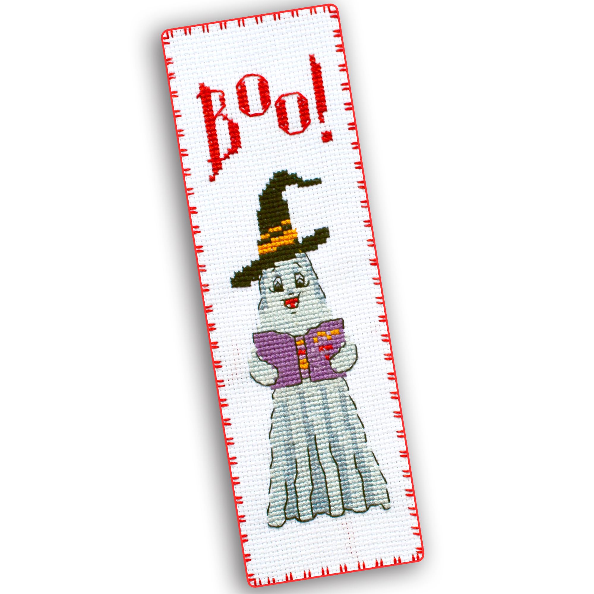 Povitrulya Boo! Halloween Counted Cross Stitch Bookmark Kit - DIY Embroidery Set for Adults