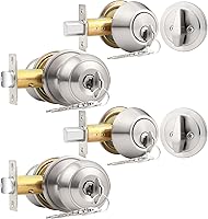 Vista 15 de Probrico Juego de pomo redondo para puerta de entrada y cerrojo de cilindro único, bronce aceitado, paquete de 1