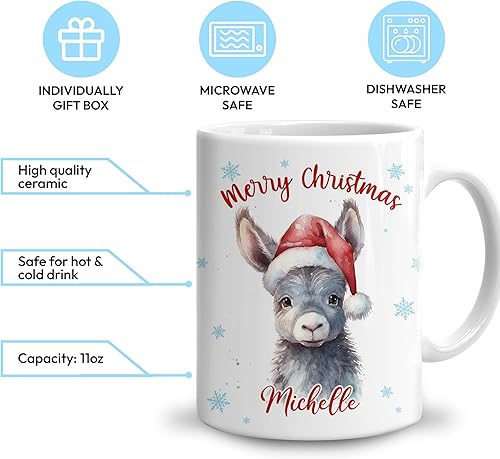 Vista 74 de Hyturtle Regalos personalizados para amantes de las ardillas, con sombrero de Papá Noel, taza de café de cerámica con nombre personalizado, taza