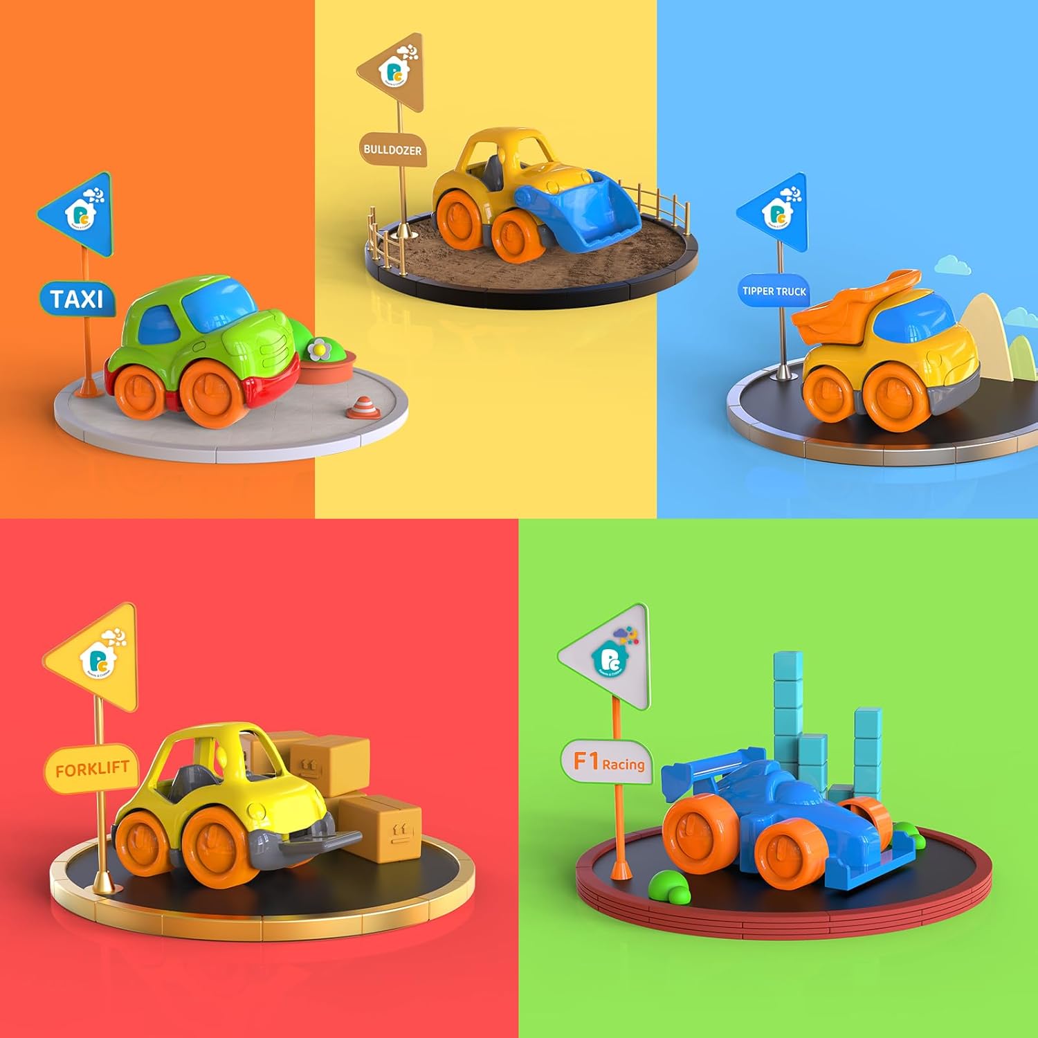 P&C 12.2" Toddler Car Transport Truck Toys for Ages 2-4, Car Carrier Transporter Double-Deck Hauler Truck‌ Toy Set with Sounds Lights for Kids 18M+ 2 3 4 5, Birthday Christmas Gifts for Boys Girls