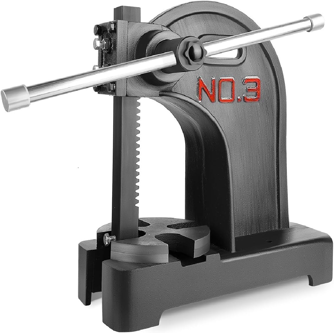 Black Arbor Press 3 Ton, Ratchet Leverage Press with Handwheel, 12.5"Maximum Height, Manual Desktop Punch Press for Stamping, Riveting Punching Holes