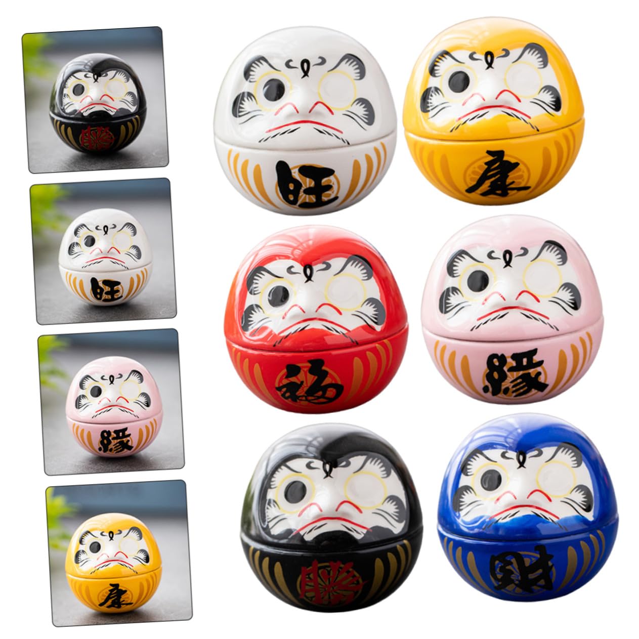 Uonlytech 6 Piezas Adornos de Gato Suerte Decoración de Vaso de Cerámica Adorno Suerte Decoración de Escritorio Japonesa de Hogar Varios Estilos