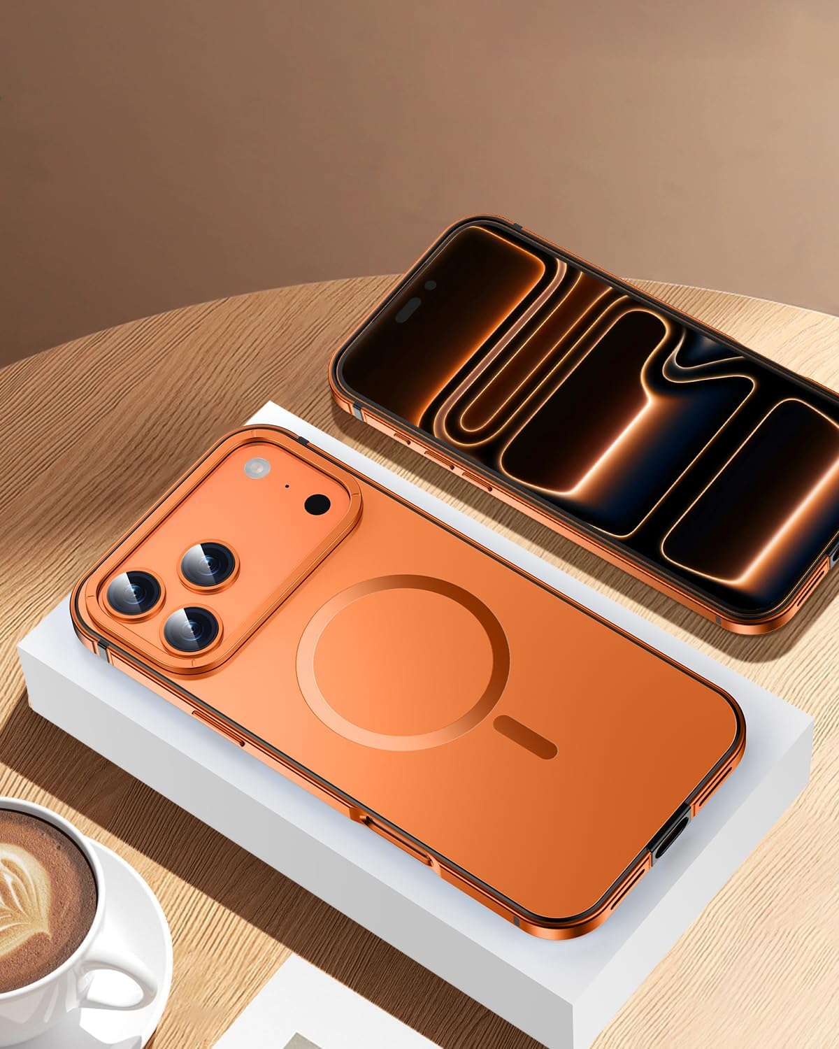 IMCHEN Metal Case for iPhone 17 Pro Max, Aluminum Alloy Frame Heavy-Duty Protection, Slim and Durable Orange - Image 8