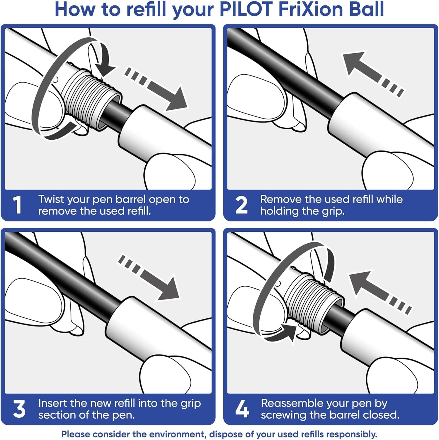 PILOT FriXion Ball 0.7 Set – 15 Stück – blau – Radierbare Tintenroller 0,4 mm Strichstärke, angenehme Schreibführung zum Schreibenlernen, thermosensitive Tinte, mit austauschbarer Mine