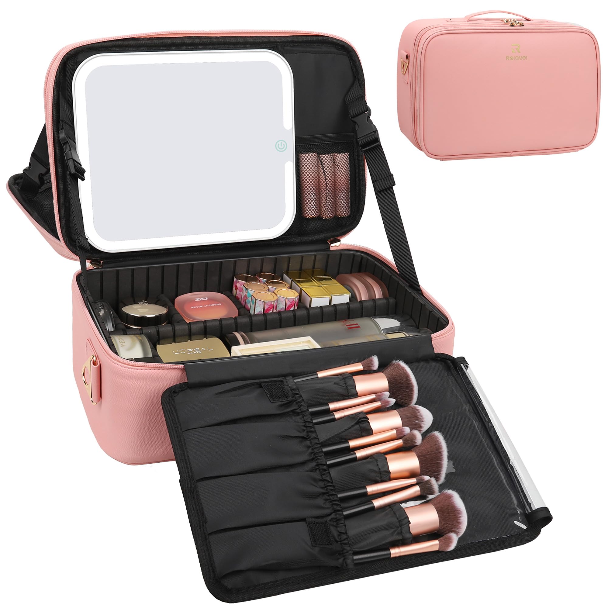 Chomeiu Borsa da viaggio trucco professionale, borsa cosmetica, organizer, borsa per accessori, cassetta degli attrezzi (piccola, nero)