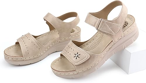 Miniatura 4 de JABASIC Sandalias cómodas para mujer, sandalias ortopédicas para caminar, sandalias ortopédicas con soporte para el arco