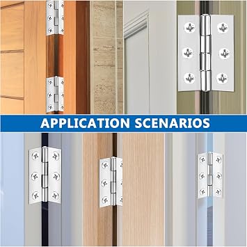 22 Pcs 44mm Stainless Steel Door Hinges for Wood, with 132 Screws