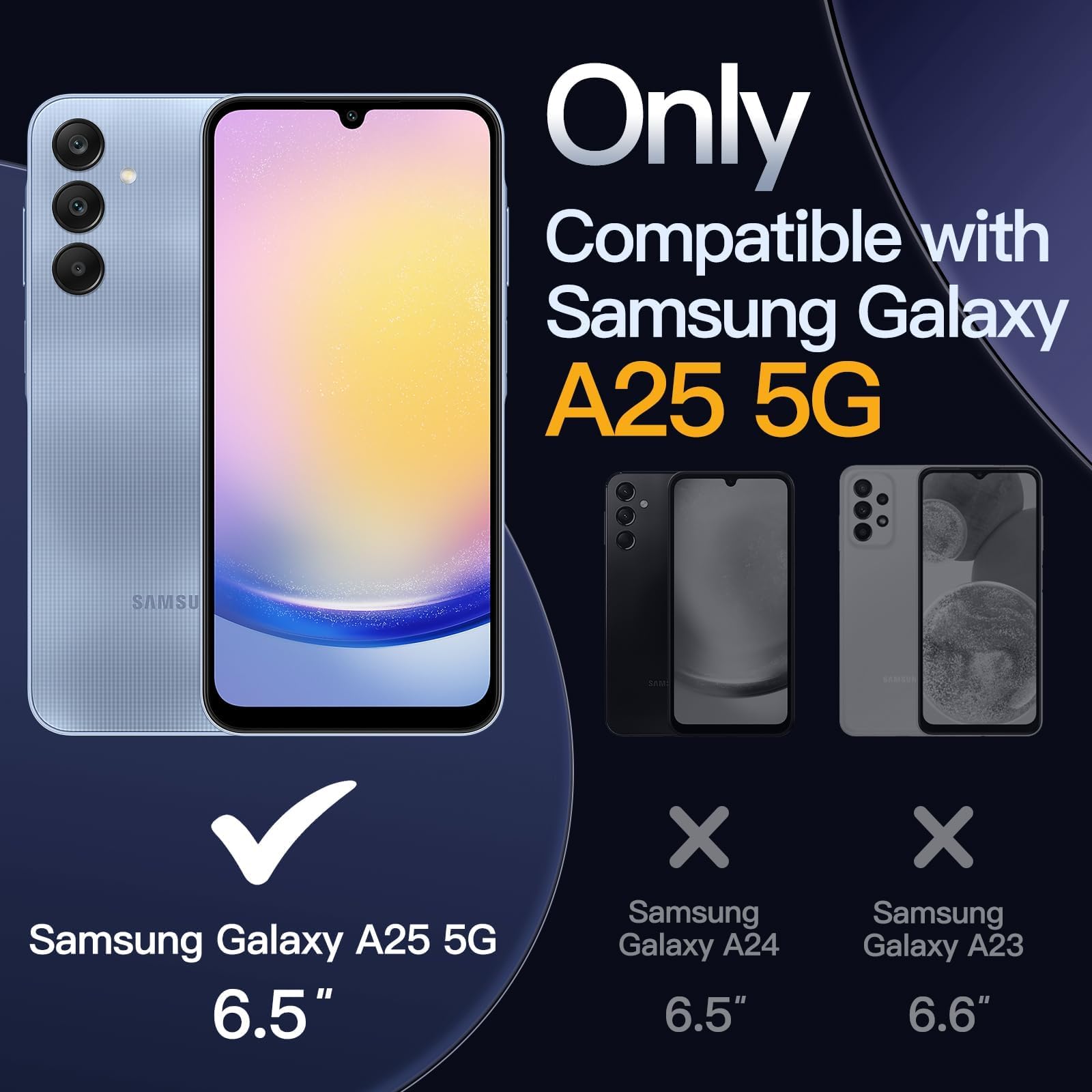 Dl3 Mobilak Case For Samsung Galaxy A25, Crystal Clear Case [Not Yellowing] [Military Grade Drop Protection] Shockproof Protective Case Transparent Protective Slim Cover Black